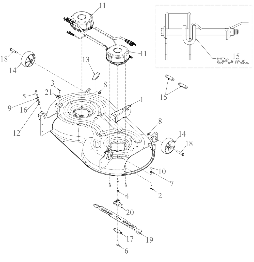 Deck Diagram and Parts List for ZT1-42E (34BBA2CS710)(2022) Cub Cadet Lawn Tractor